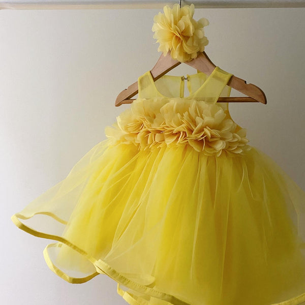 Amina Ball Dress in bright yellow (18m)