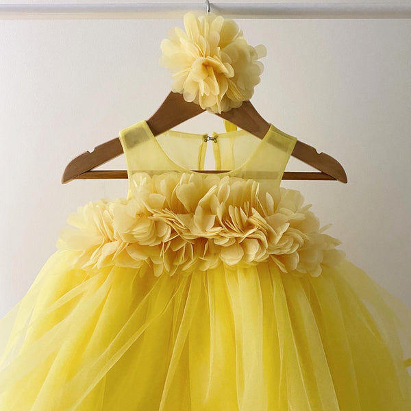 Amina Ball Dress in bright yellow (18m)