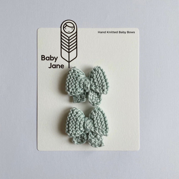 Mini Puff Sailor Hand Knitted Bow Clippies (pair)
