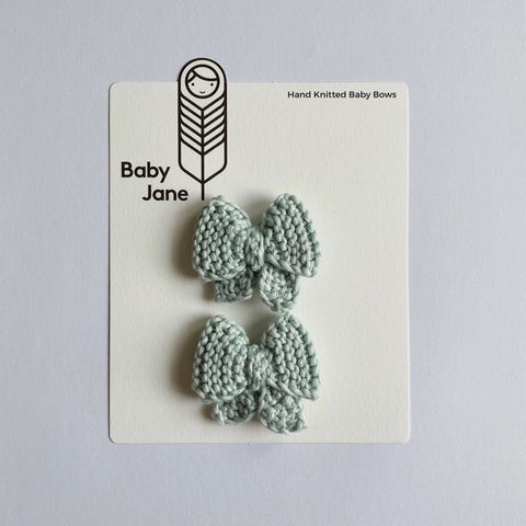 Mini Puff Sailor Hand Knitted Bow Clippies (pair)