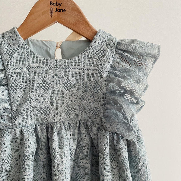 Emilia Lace Dress - sage brocade (2yo)
