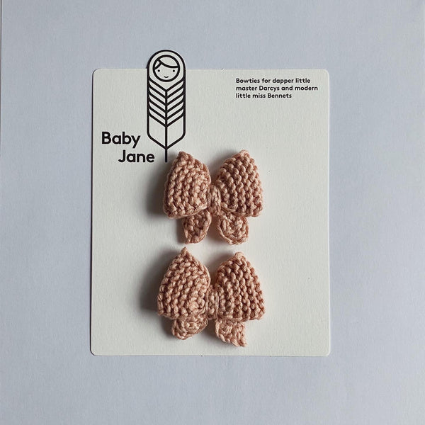 Mini Puff Sailor Hand Knitted Bow Clippies (pair)