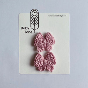 Mini Puff Sailor Hand Knitted Bow Clippies (pair)