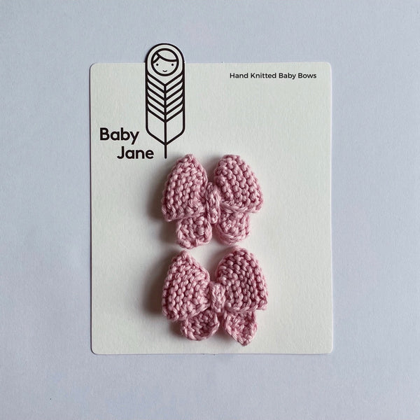 Mini Puff Sailor Hand Knitted Bow Clippies (pair)