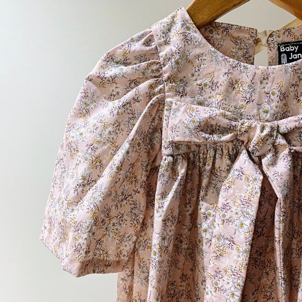 Emika Dress - dainty lilies on pink