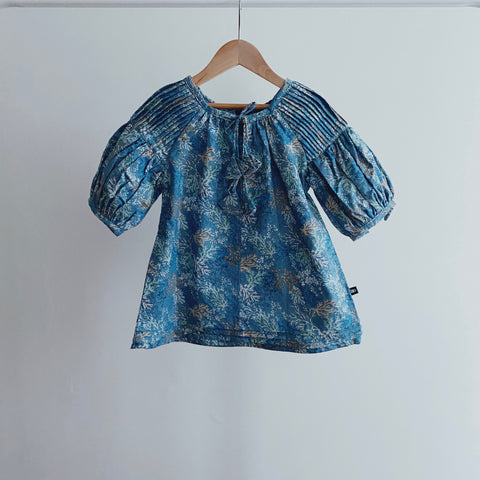 Harriet Smock Dress - blue corals