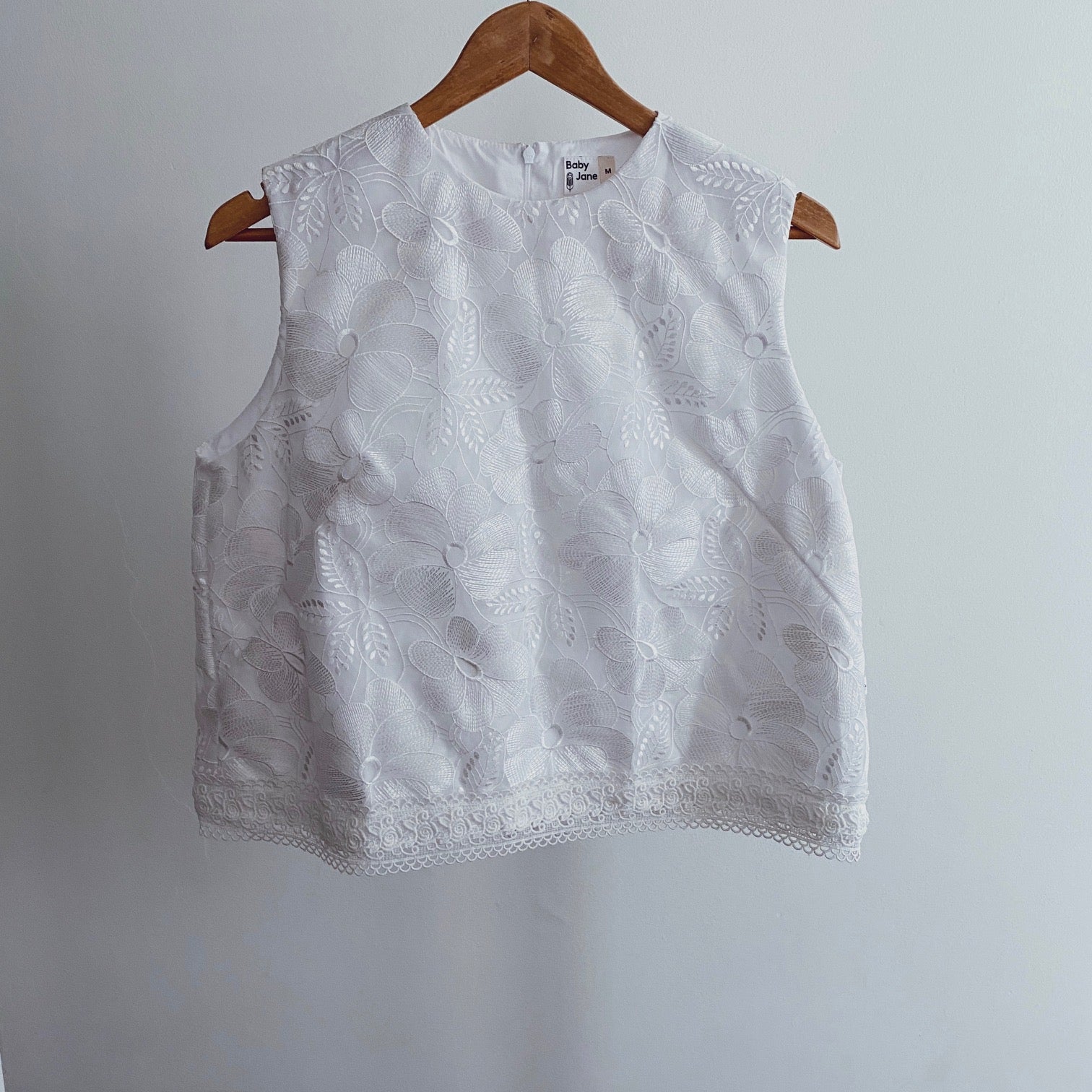 Adult Lace Belle Shift Top with Trim - white