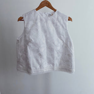 Adult Lace Belle Shift Top with Trim - white