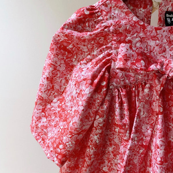 Emika Dress - red hydrangeas