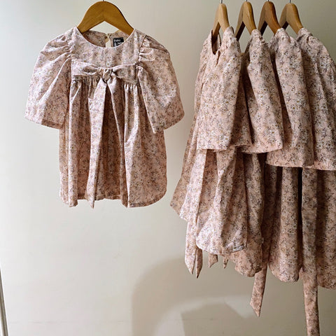 Emika Dress - dainty lilies on pink