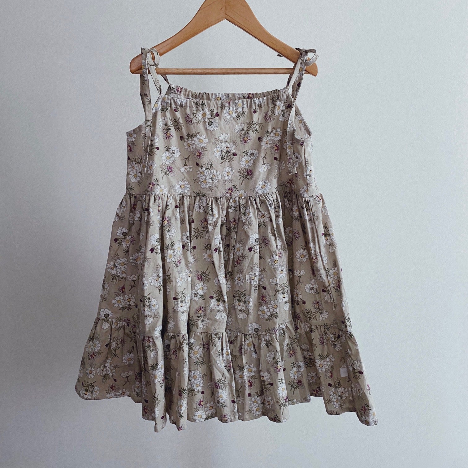 Glib Tier Dress - daisies on muted sage