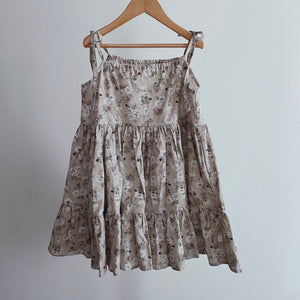Glib Tier Dress - daisies on muted sage
