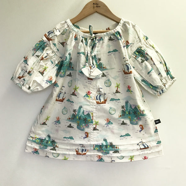 Charlotte Smock Pleated Dress - neverland island white (size 2-4yo)
