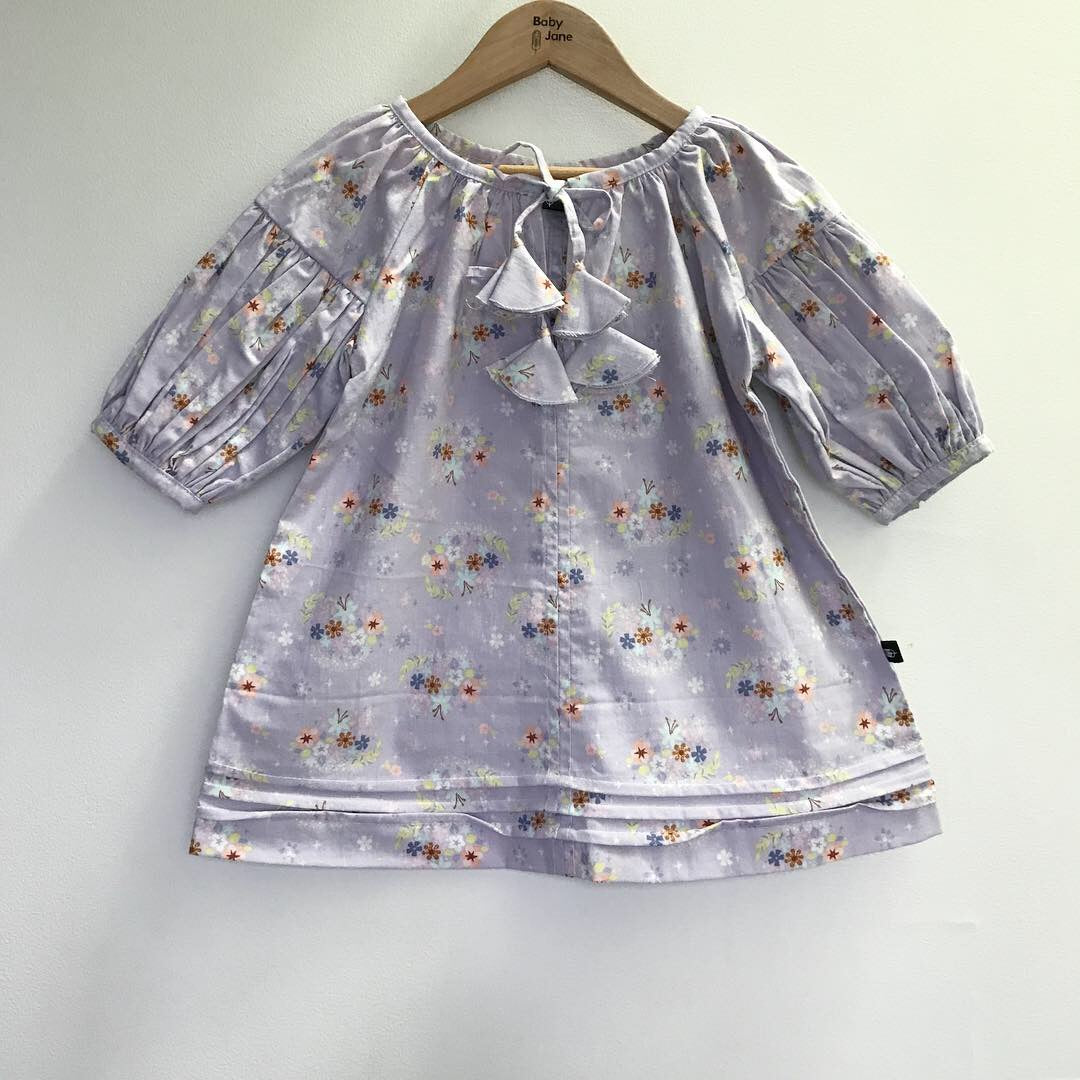 Charlotte Smock Pleated Dress - neverland star flower purple (size 2-4yo)