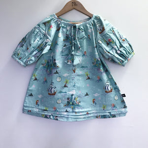 Charlotte Smock Pleated Dress - neverland island mint (size 2-4yo)