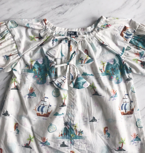 Charlotte Smock Pleated Dress - neverland island white (size 2-4yo)
