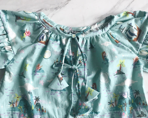 Charlotte Smock Pleated Dress - neverland island mint (size 2-4yo)