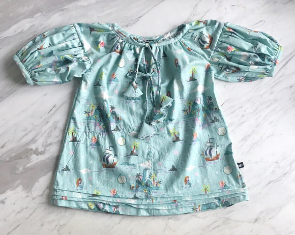 Charlotte Smock Pleated Dress - neverland island mint (size 2-4yo)