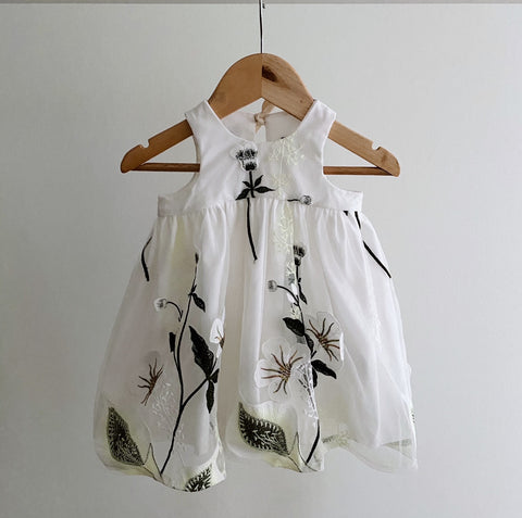 Embroidery Lace Drop Back Dress - white calla lily (12m)