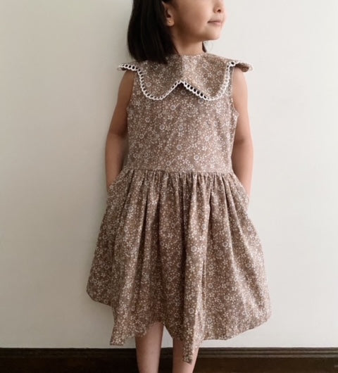 Daisy Collar - small vintage flowers on brown