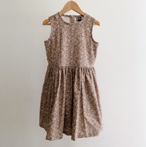 Twirly Dress - small vintage flowers on brown (5yo)