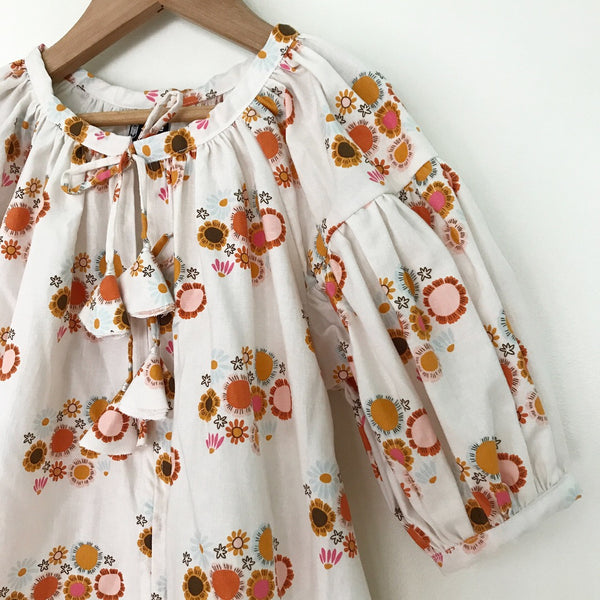 Charlotte Smock Pleated Dress - neverland star flower white (size 2-4yo)