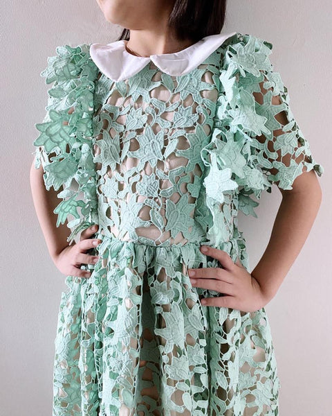 Coco Lace Dress - mint cymbidium (6yo)