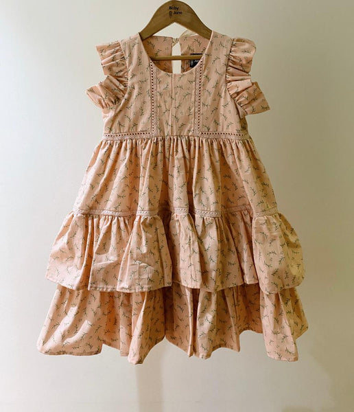 Wilhem Tier Dress - rosemary on blush (5yo)