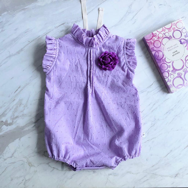 Eyelet Phoebe Romper - swiss dots