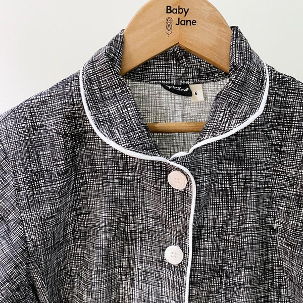 PJ Set - thin black checkered (6yo)