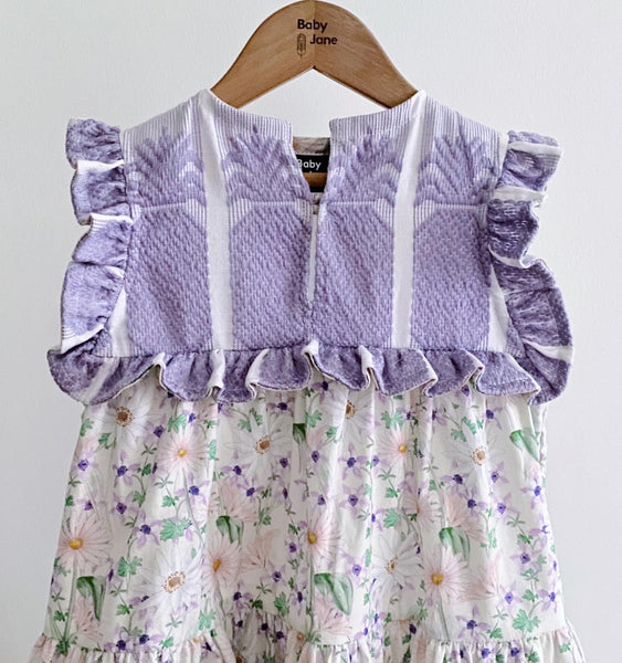 Ellery Tier Dress (5yo) - lilac pineapple & ivies