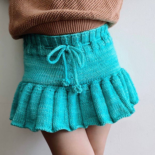 Hand Knitted Skater Skort — turquoise