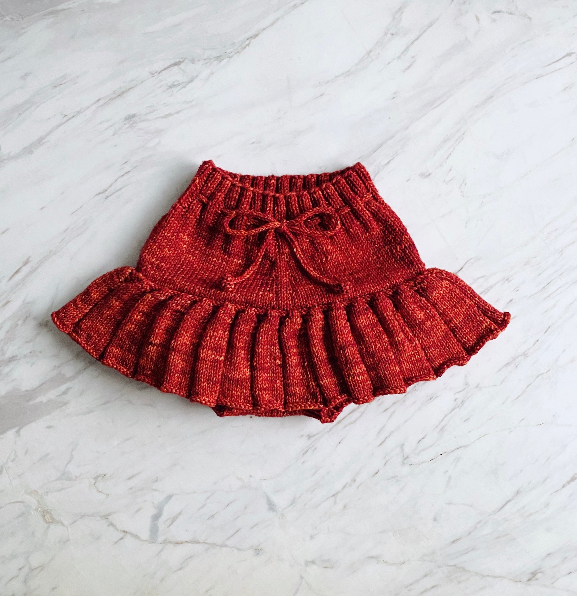 Hand Knitted Skater Skort — deep red
