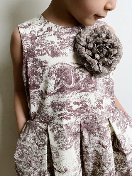 Twirly Dress - burgundy toile