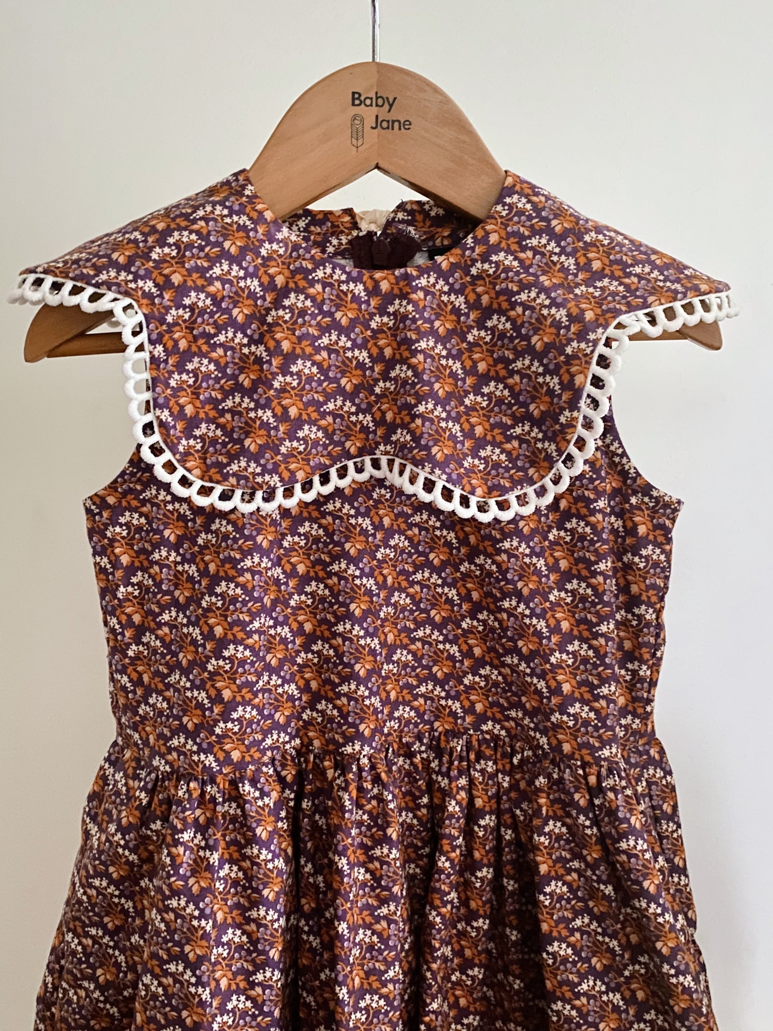 Twirly Dress with Daisy Collar - vintage blueberry vines
