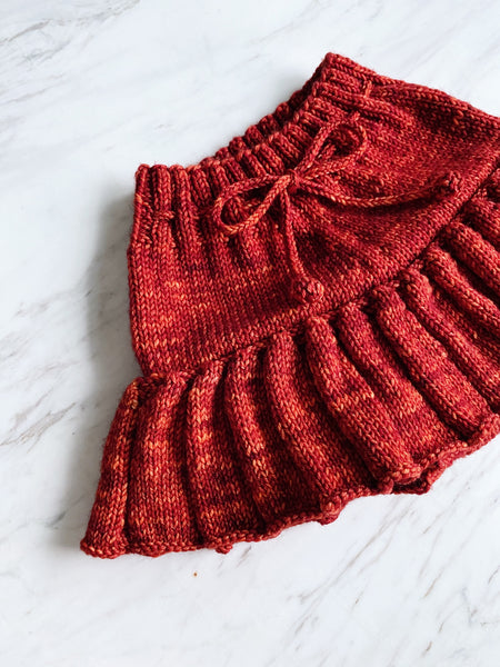 Hand Knitted Skater Skort — deep red