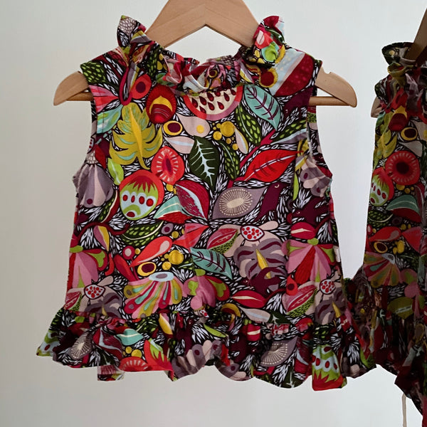 Emerald Top - quirky floral print