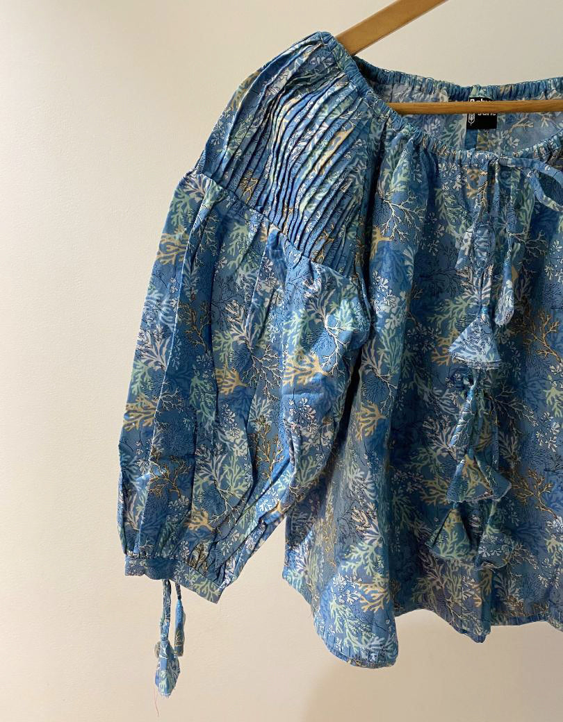 Adult Harriet Smock Top - blue corals
