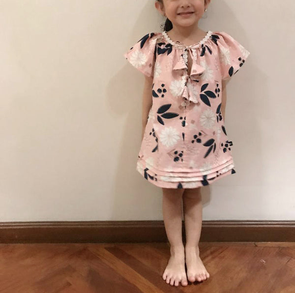 Charlotte Smock-Bell Dress - pretty cabbage