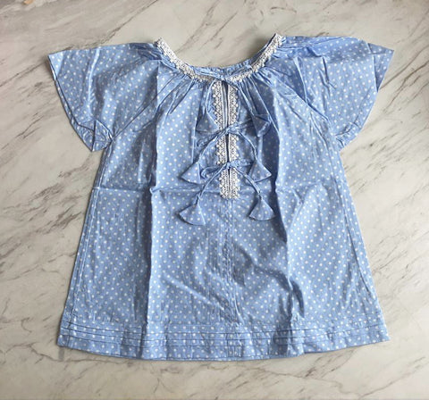 Charlotte Smock-Bell Dress - dots blue