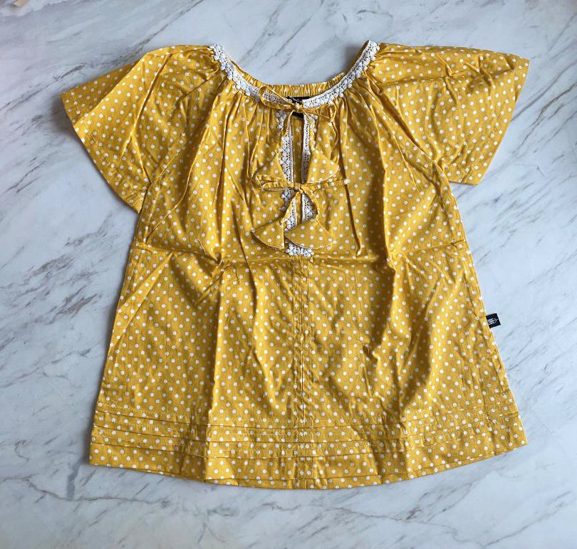 Charlotte Smock-Bell Dress - yellow dots