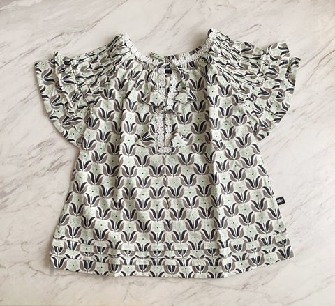 Charlotte Smock-Pleated Bell Dress - mint lily