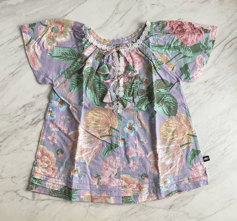 Charlotte Smock-Bell MS/Dress - big floral on lilac