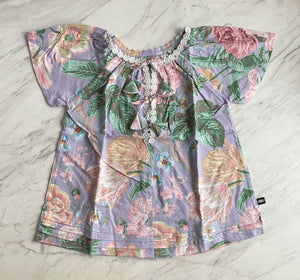 Charlotte Smock-Bell MS/Dress - big floral on lilac