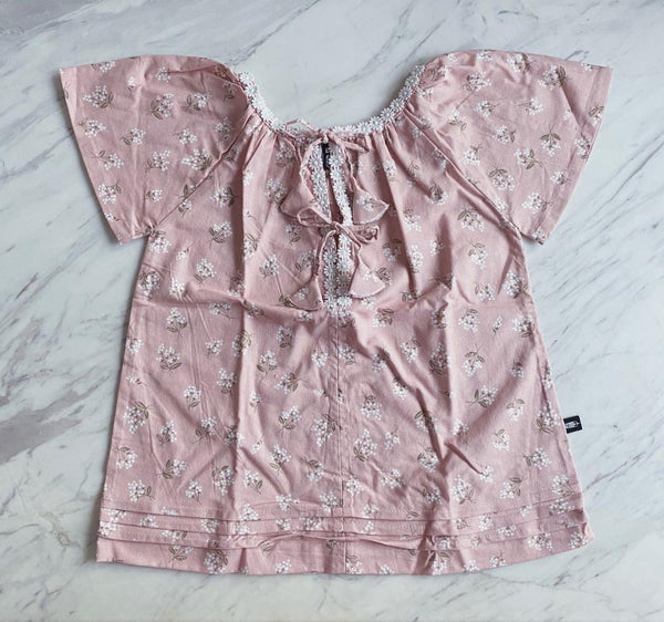 Charlotte Smock-Bell Dress - dainty floral on dune