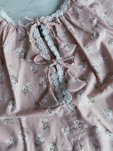 Charlotte Smock-Bell Dress - dainty floral on dune