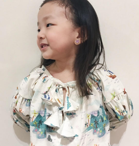 Charlotte Smock Pleated Dress - neverland island white (size 2-4yo)