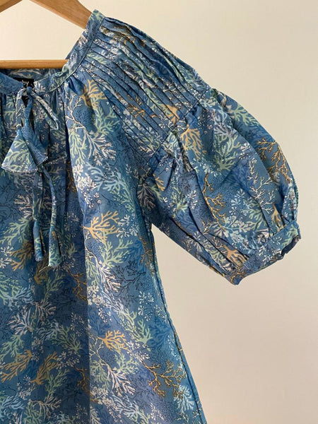 Harriet Smock Dress - blue corals