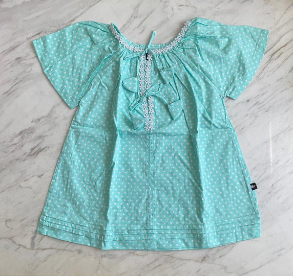 Charlotte Smock-Bell Dress - aqua dots