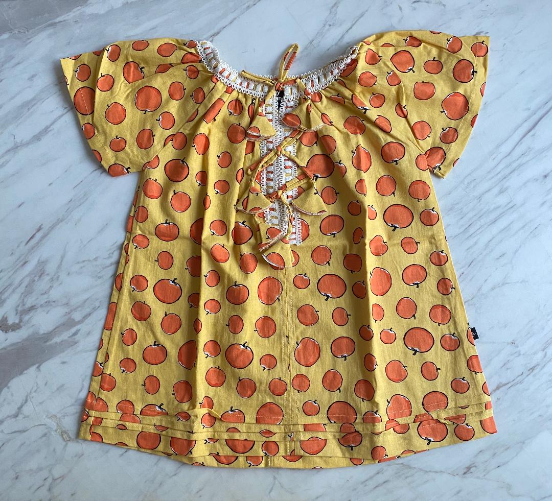 Charlotte Smock-Bell Dress -  tomatoes yellow